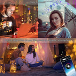 Fita de Luz de Cobre LED RGB USB para Decoração de Férias, Controlo por APP Móvel Bluetooth, 2m 20 LEDs, 5m 50 LEDs, 10m 100 LEDs, 12m 120 LEDs, 15m 150 LEDs, 20m 200 LEDs