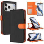 Capa para telemóvel em pele vegana com textura litchi, patch lateral magnético destacável, para iPhone 17 Pro Max, para iPhone 17 Pro, para iPhone 17, para iPhone Air, para iPhone 16 Pro Max, para iPhone 16 Pro, para iPhone 16 Plus, para iPhone 16