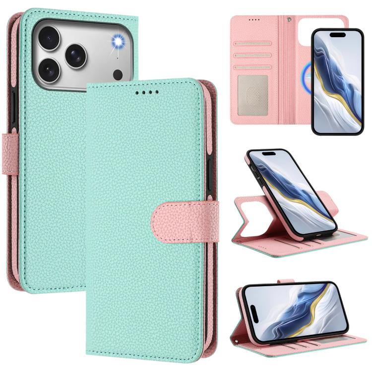 Capa para telemóvel em pele vegana com textura litchi, patch lateral magnético destacável, para iPhone 17 Pro Max, para iPhone 17 Pro, para iPhone 17, para iPhone Air, para iPhone 16 Pro Max, para iPhone 16 Pro, para iPhone 16 Plus, para iPhone 16
