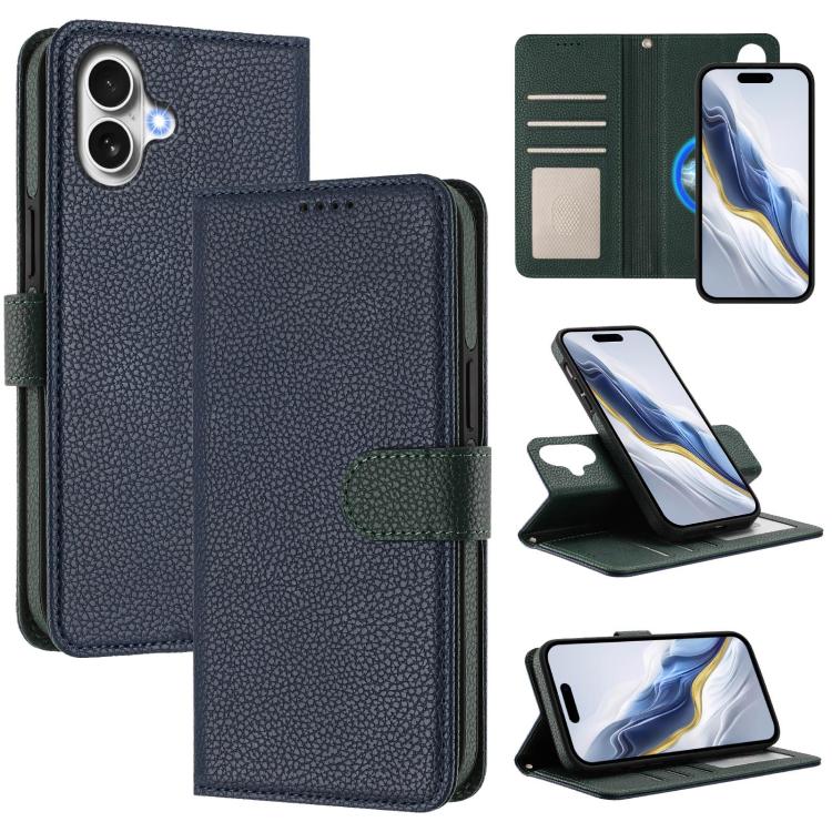 Capa para telemóvel em pele vegana com textura litchi, patch lateral magnético destacável, para iPhone 17 Pro Max, para iPhone 17 Pro, para iPhone 17, para iPhone Air, para iPhone 16 Pro Max, para iPhone 16 Pro, para iPhone 16 Plus, para iPhone 16