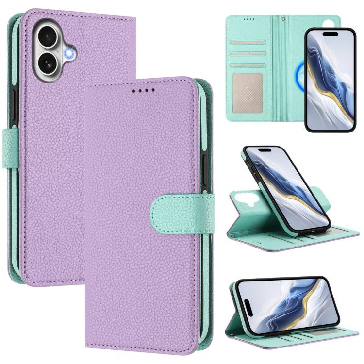 Capa para telemóvel em pele vegana com textura litchi, patch lateral magnético destacável, para iPhone 17 Pro Max, para iPhone 17 Pro, para iPhone 17, para iPhone Air, para iPhone 16 Pro Max, para iPhone 16 Pro, para iPhone 16 Plus, para iPhone 16