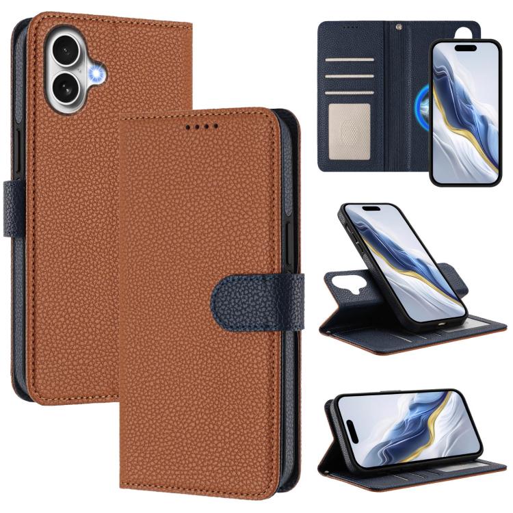 Capa para telemóvel em pele vegana com textura litchi, patch lateral magnético destacável, para iPhone 17 Pro Max, para iPhone 17 Pro, para iPhone 17, para iPhone Air, para iPhone 16 Pro Max, para iPhone 16 Pro, para iPhone 16 Plus, para iPhone 16