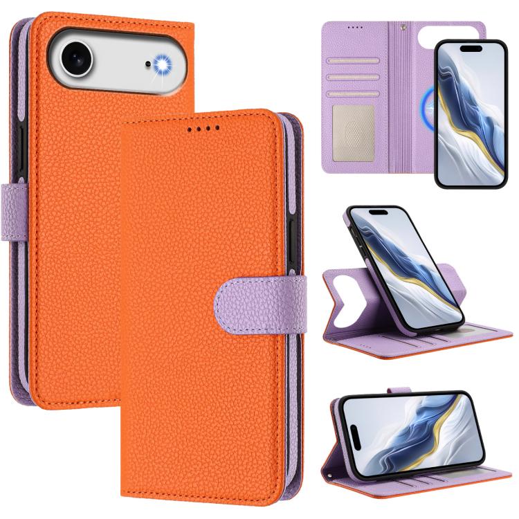 Capa para telemóvel em pele vegana com textura litchi, patch lateral magnético destacável, para iPhone 17 Pro Max, para iPhone 17 Pro, para iPhone 17, para iPhone Air, para iPhone 16 Pro Max, para iPhone 16 Pro, para iPhone 16 Plus, para iPhone 16