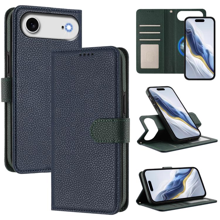 Capa para telemóvel em pele vegana com textura litchi, patch lateral magnético destacável, para iPhone 17 Pro Max, para iPhone 17 Pro, para iPhone 17, para iPhone Air, para iPhone 16 Pro Max, para iPhone 16 Pro, para iPhone 16 Plus, para iPhone 16