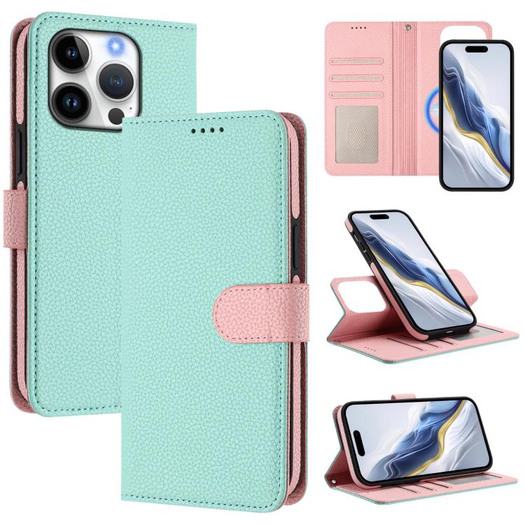 Capa para telemóvel em pele vegana com textura litchi, patch lateral magnético destacável, para iPhone 17 Pro Max, para iPhone 17 Pro, para iPhone 17, para iPhone Air, para iPhone 16 Pro Max, para iPhone 16 Pro, para iPhone 16 Plus, para iPhone 16