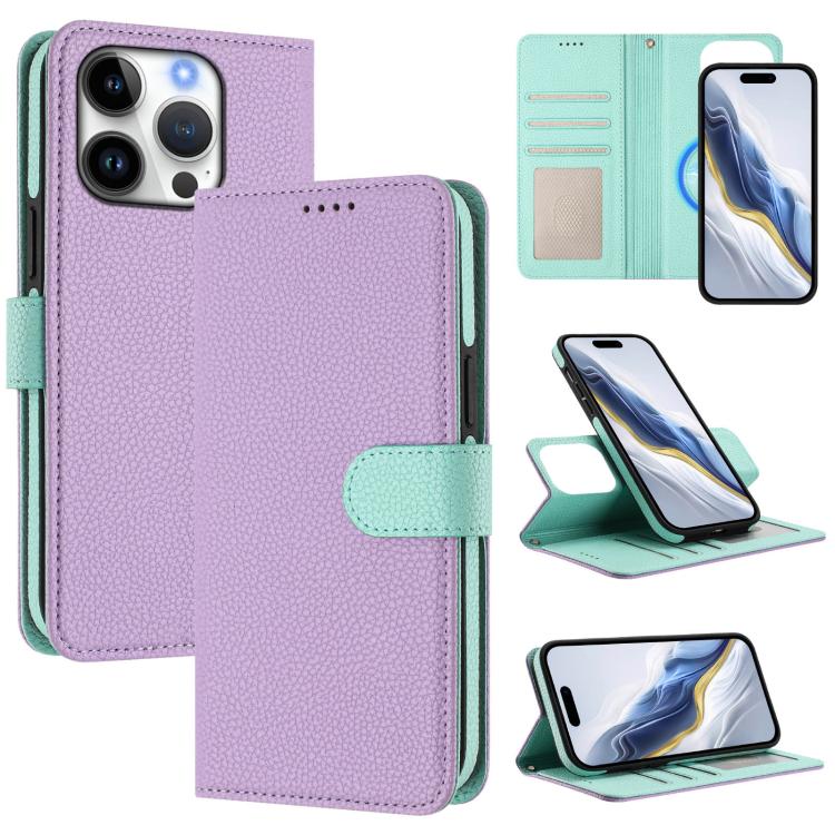 Capa para telemóvel em pele vegana com textura litchi, patch lateral magnético destacável, para iPhone 17 Pro Max, para iPhone 17 Pro, para iPhone 17, para iPhone Air, para iPhone 16 Pro Max, para iPhone 16 Pro, para iPhone 16 Plus, para iPhone 16