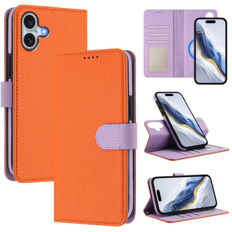 Capa para telemóvel em pele vegana com textura litchi, patch lateral magnético destacável, para iPhone 17 Pro Max, para iPhone 17 Pro, para iPhone 17, para iPhone Air, para iPhone 16 Pro Max, para iPhone 16 Pro, para iPhone 16 Plus, para iPhone 16