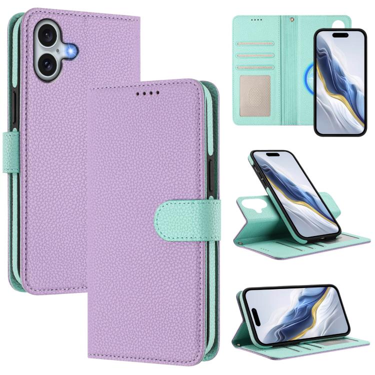 Capa para telemóvel em pele vegana com textura litchi, patch lateral magnético destacável, para iPhone 17 Pro Max, para iPhone 17 Pro, para iPhone 17, para iPhone Air, para iPhone 16 Pro Max, para iPhone 16 Pro, para iPhone 16 Plus, para iPhone 16