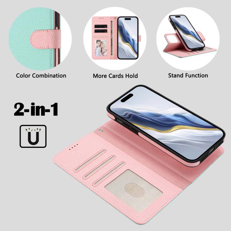 Capa para telemóvel em pele vegana com textura litchi, patch lateral magnético destacável, para iPhone 15 Pro Max, para iPhone 15 Pro, para iPhone 15 Plus, para iPhone 15, para iPhone 14 Plus, para iPhone 14, para iPhone 14 Pro, para iPhone 14 Pro Max