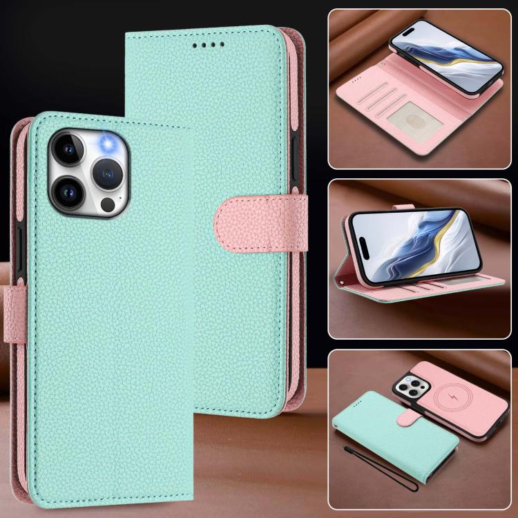 Capa para telemóvel em pele vegana com textura litchi, patch lateral magnético destacável, para iPhone 15 Pro Max, para iPhone 15 Pro, para iPhone 15 Plus, para iPhone 15, para iPhone 14 Plus, para iPhone 14, para iPhone 14 Pro, para iPhone 14 Pro Max
