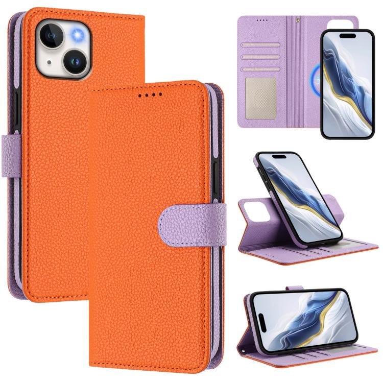 Capa para telemóvel em pele vegana com textura litchi, patch lateral magnético destacável, para iPhone 15 Pro Max, para iPhone 15 Pro, para iPhone 15 Plus, para iPhone 15, para iPhone 14 Plus, para iPhone 14, para iPhone 14 Pro, para iPhone 14 Pro Max