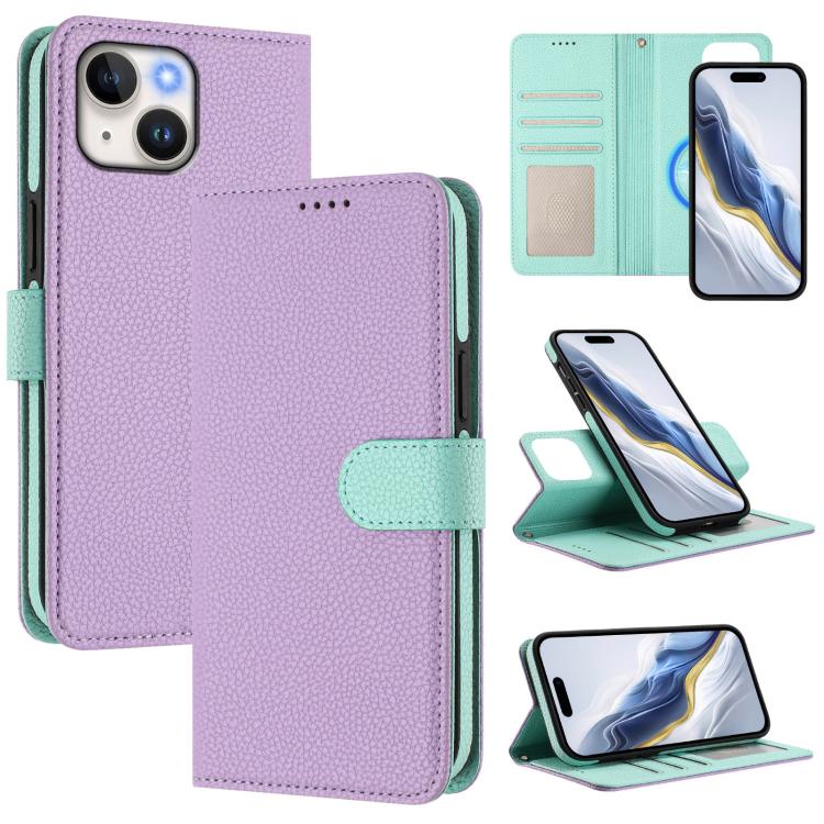 Capa para telemóvel em pele vegana com textura litchi, patch lateral magnético destacável, para iPhone 15 Pro Max, para iPhone 15 Pro, para iPhone 15 Plus, para iPhone 15, para iPhone 14 Plus, para iPhone 14, para iPhone 14 Pro, para iPhone 14 Pro Max