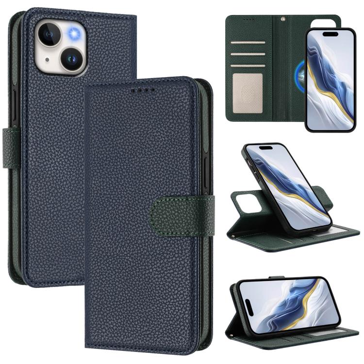 Capa para telemóvel em pele vegana com textura litchi, patch lateral magnético destacável, para iPhone 15 Pro Max, para iPhone 15 Pro, para iPhone 15 Plus, para iPhone 15, para iPhone 14 Plus, para iPhone 14, para iPhone 14 Pro, para iPhone 14 Pro Max