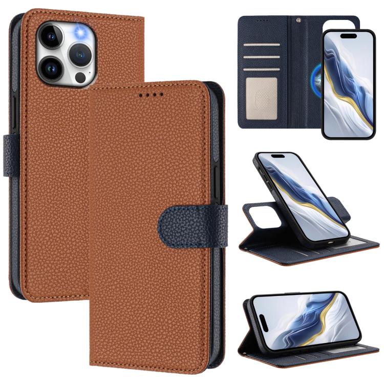 Capa para telemóvel em pele vegana com textura litchi, patch lateral magnético destacável, para iPhone 15 Pro Max, para iPhone 15 Pro, para iPhone 15 Plus, para iPhone 15, para iPhone 14 Plus, para iPhone 14, para iPhone 14 Pro, para iPhone 14 Pro Max