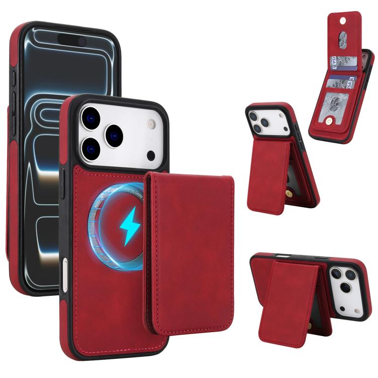 Capa de Telemóvel com Carteira Destacável Magnética em Pele Sintética Retro YM030, Para iPhone 17 Pro Max, Para iPhone 17 Pro