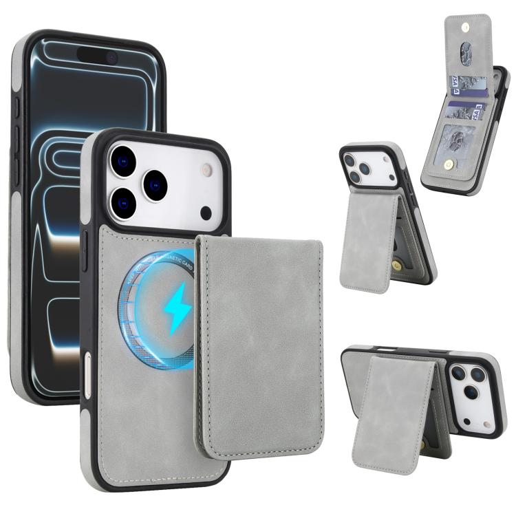 Capa de Telemóvel com Carteira Destacável Magnética em Pele Sintética Retro YM030, Para iPhone 17 Pro Max, Para iPhone 17 Pro