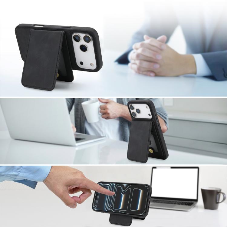 Capa de Telemóvel com Carteira Destacável Magnética em Pele Sintética Retro YM030, Para iPhone 17 Pro Max, Para iPhone 17 Pro