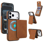 Capa de Telemóvel com Carteira Destacável Magnética em Pele Sintética Retro YM030, Para iPhone 17 Pro Max, Para iPhone 17 Pro