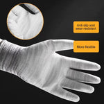 10 Pares de Luvas de Proteção Laboral Antiestáticas com Palma Revestida a PU às Riscas, Entrega de Cor Aleatória, S, M, L