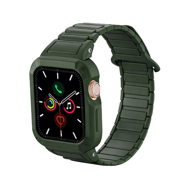 Pulseira de Silicone com Tampa TPU Integrada Magnética e Fivela Invertida, Para Apple Watch 45mm / 44mm, Para Apple Watch 41mm / 40mm
