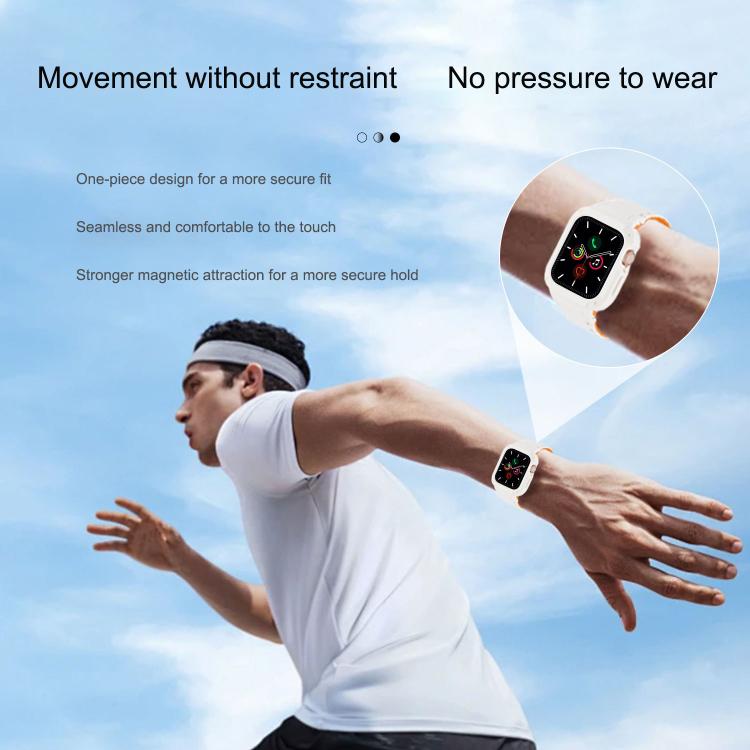 Pulseira de Silicone com Tampa TPU Integrada Magnética e Fivela Invertida, Para Apple Watch 45mm / 44mm, Para Apple Watch 41mm / 40mm