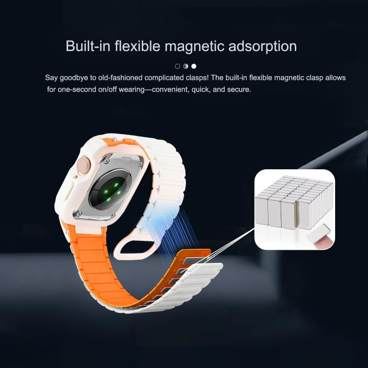 Pulseira de Silicone com Tampa TPU Integrada Magnética e Fivela Invertida, Para Apple Watch 45mm / 44mm, Para Apple Watch 41mm / 40mm