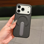 Capa de Telemóvel Magnética com Suporte Invisível em PC + Pele Vegan, Para iPhone 17 Pro Max, Para iPhone 17 Pro