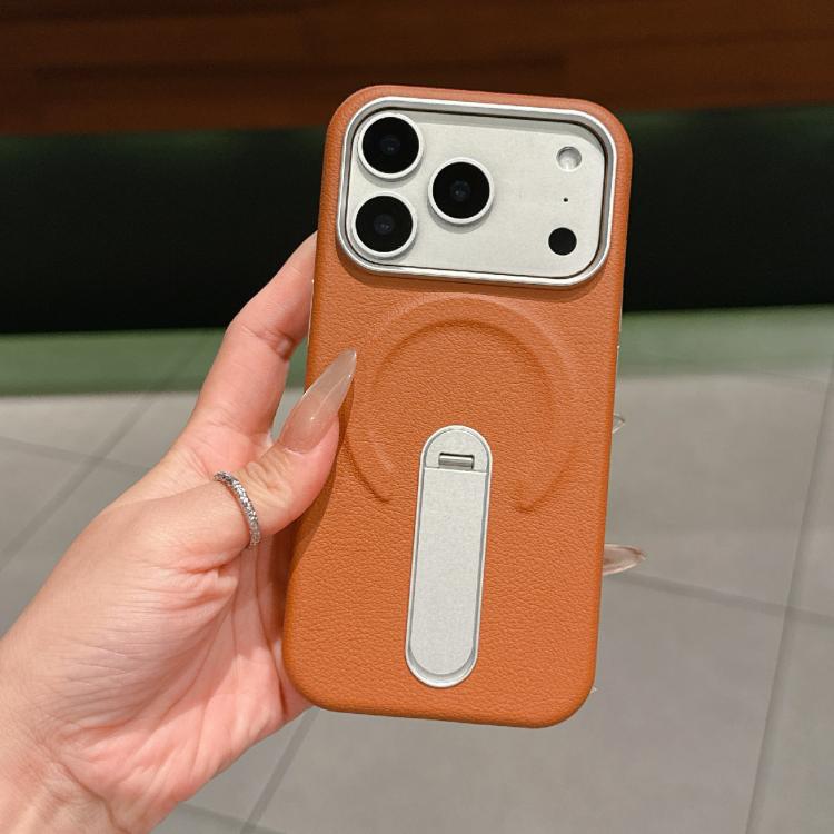Capa de Telemóvel Magnética com Suporte Invisível em PC + Pele Vegan, Para iPhone 17 Pro Max, Para iPhone 17 Pro