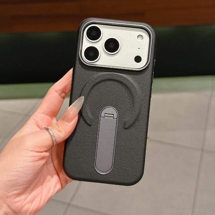 Capa de Telemóvel Magnética com Suporte Invisível em PC + Pele Vegan, Para iPhone 17 Pro Max, Para iPhone 17 Pro