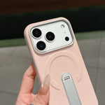 Capa de Telemóvel Magnética com Suporte Invisível em PC + Pele Vegan, Para iPhone 17 Pro Max, Para iPhone 17 Pro