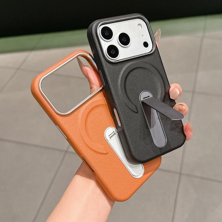 Capa de Telemóvel Magnética com Suporte Invisível em PC + Pele Vegan, Para iPhone 17 Pro Max, Para iPhone 17 Pro