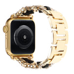 Pulseira de Relógio em Metal com Couro Vegan Diamante, Para Apple Watch 46mm / 49mm / 45mm / 44mm, Para Apple Watch 42mm / 41mm / 40mm / 38mm