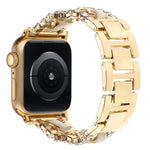 Pulseira de Relógio em Metal com Couro Vegan Diamante, Para Apple Watch 46mm / 49mm / 45mm / 44mm, Para Apple Watch 42mm / 41mm / 40mm / 38mm