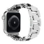 Pulseira de Relógio em Metal com Couro Vegan Diamante, Para Apple Watch 46mm / 49mm / 45mm / 44mm, Para Apple Watch 42mm / 41mm / 40mm / 38mm