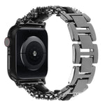 Pulseira de Relógio em Metal com Couro Vegan Diamante, Para Apple Watch 46mm / 49mm / 45mm / 44mm, Para Apple Watch 42mm / 41mm / 40mm / 38mm