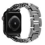 Pulseira de Relógio em Metal com Couro Vegan Diamante, Para Apple Watch 46mm / 49mm / 45mm / 44mm, Para Apple Watch 42mm / 41mm / 40mm / 38mm