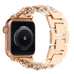 Pulseira de Relógio em Metal com Couro Vegan Diamante, Para Apple Watch 46mm / 49mm / 45mm / 44mm, Para Apple Watch 42mm / 41mm / 40mm / 38mm