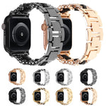 Pulseira de Relógio em Metal com Couro Vegan Diamante, Para Apple Watch 46mm / 49mm / 45mm / 44mm, Para Apple Watch 42mm / 41mm / 40mm / 38mm