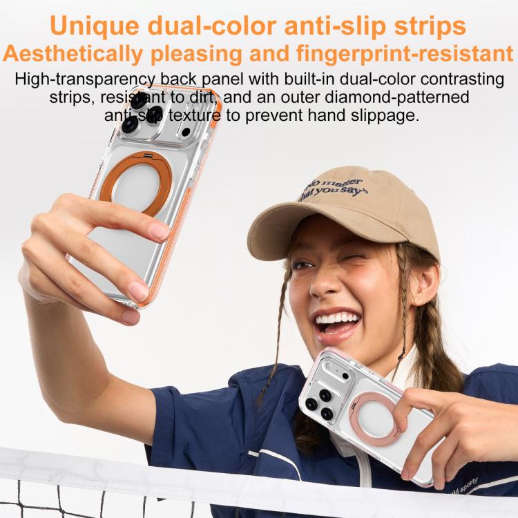 Capa de Telemóvel Híbrida em TPU e PC com Suporte Rotativo Magnético Armadura de Gelo, Para iPhone 17 Pro Max, Para iPhone 17 Pro, Para iPhone Air