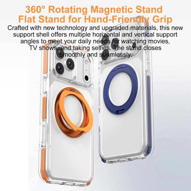 Capa de Telemóvel Híbrida em TPU e PC com Suporte Rotativo Magnético Armadura de Gelo, Para iPhone 17 Pro Max, Para iPhone 17 Pro, Para iPhone Air