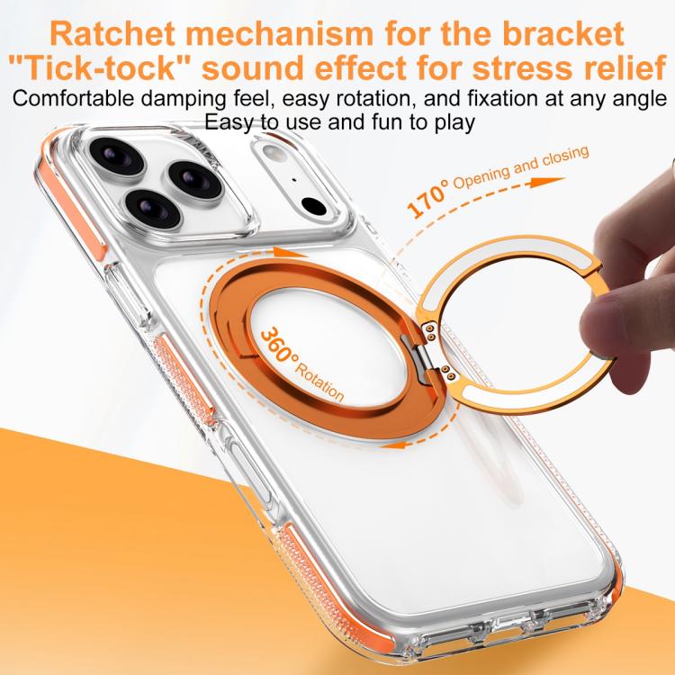 Capa de Telemóvel Híbrida em TPU e PC com Suporte Rotativo Magnético Armadura de Gelo, Para iPhone 17 Pro Max, Para iPhone 17 Pro, Para iPhone Air