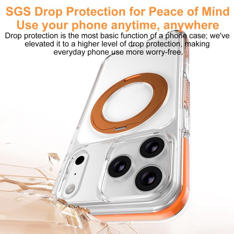 Capa de Telemóvel Híbrida em TPU e PC com Suporte Rotativo Magnético Armadura de Gelo, Para iPhone 17 Pro Max, Para iPhone 17 Pro, Para iPhone Air