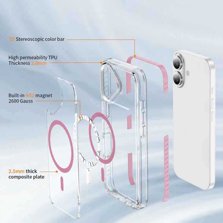 Capa de Telemóvel Híbrida em TPU com Acrílico Transparente e Escudo Cristalino Magnético, Para iPhone 16 Plus, Para iPhone 16, Para iPhone 15 Pro Max, Para iPhone 15 Pro, Para iPhone 15 Plus, Para iPhone 15