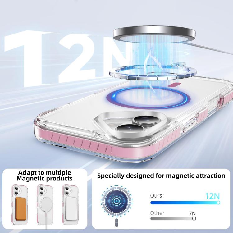 Capa de Telemóvel Híbrida em TPU com Acrílico Transparente e Escudo Cristalino Magnético, Para iPhone 16 Plus, Para iPhone 16, Para iPhone 15 Pro Max, Para iPhone 15 Pro, Para iPhone 15 Plus, Para iPhone 15