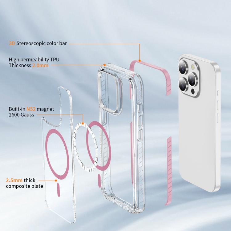 Capa de Telemóvel Híbrida em TPU com Acrílico Transparente e Escudo Cristalino Magnético, Para iPhone 14 Plus, Para iPhone 14 / 13, Para iPhone 14 Pro, Para iPhone 14 Pro Max, Para iPhone 13 Pro Max, Para iPhone 13 Pro