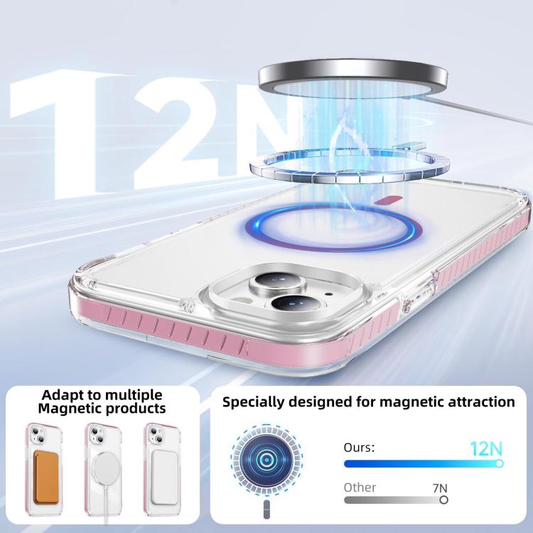 Capa de Telemóvel Híbrida em TPU com Acrílico Transparente e Escudo Cristalino Magnético, Para iPhone 14 Plus, Para iPhone 14 / 13, Para iPhone 14 Pro, Para iPhone 14 Pro Max, Para iPhone 13 Pro Max, Para iPhone 13 Pro