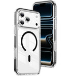 Capa de Telemóvel Híbrida em TPU com Acrílico Transparente e Escudo Cristalino Magnético, Para iPhone 17 Pro Max, Para iPhone 17 Pro, Para iPhone 17, Para iPhone Air, Para iPhone 16 Pro Max, Para iPhone 16 Pro