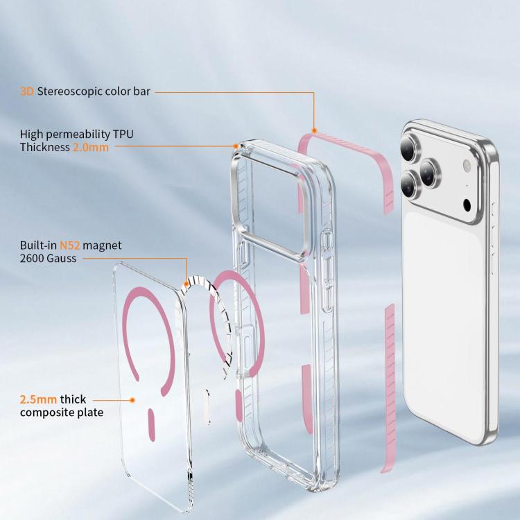 Capa de Telemóvel Híbrida em TPU com Acrílico Transparente e Escudo Cristalino Magnético, Para iPhone 17 Pro Max, Para iPhone 17 Pro, Para iPhone 17, Para iPhone Air, Para iPhone 16 Pro Max, Para iPhone 16 Pro