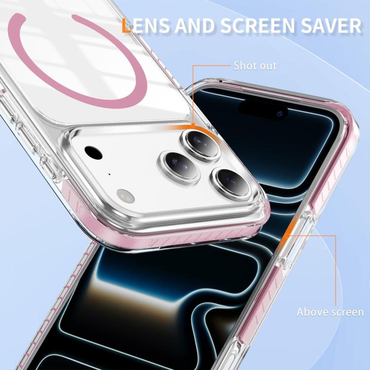 Capa de Telemóvel Híbrida em TPU com Acrílico Transparente e Escudo Cristalino Magnético, Para iPhone 17 Pro Max, Para iPhone 17 Pro, Para iPhone 17, Para iPhone Air, Para iPhone 16 Pro Max, Para iPhone 16 Pro