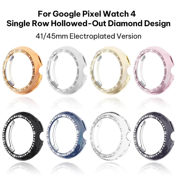 xDfind Single Row Diamond Hollow PC Watch Cover, For Google Pixel Watch 4 / Watch 3 45mm, For Google Pixel Watch 4 / 3 / 2 / 1 41mm